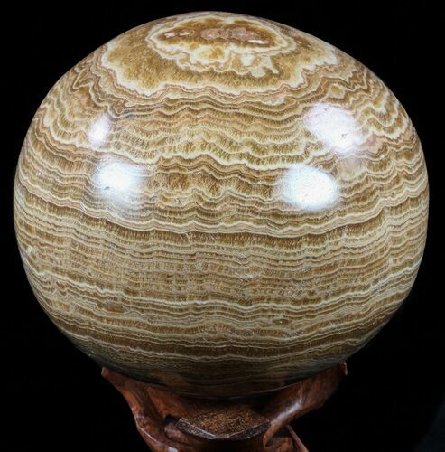 Polished, Banded Aragonite Sphere - Morocco #56999